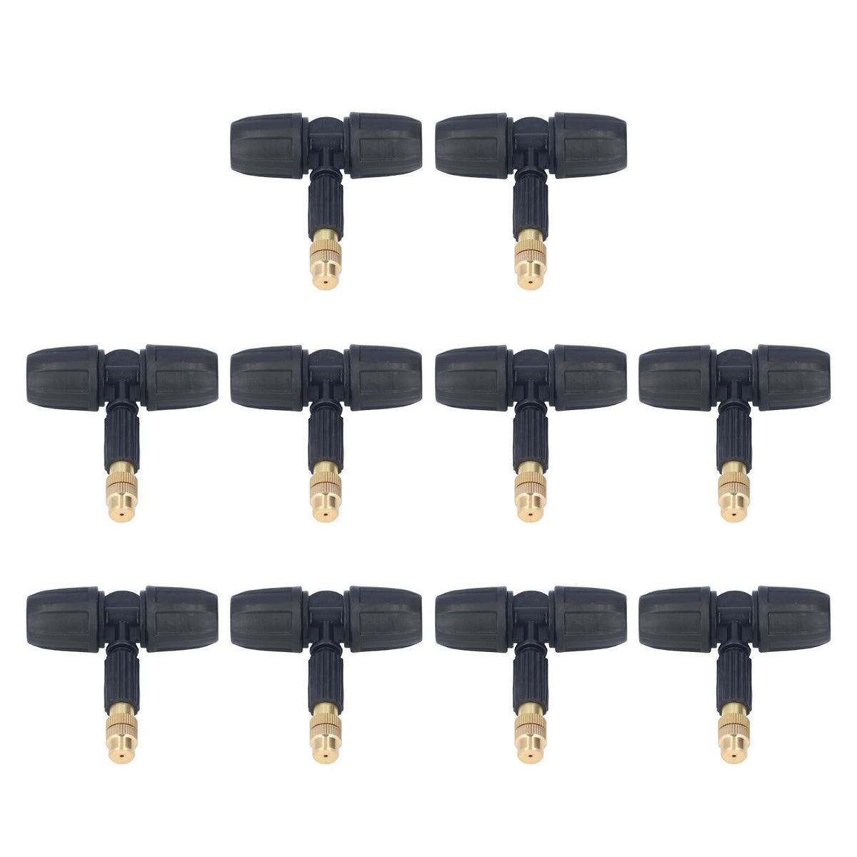 10Pcs Copper Atomizing Nozzles 8/11mm Adjustable Gardening Atomizing Nozzle with Tee Pipes for 8/11mm Capillary