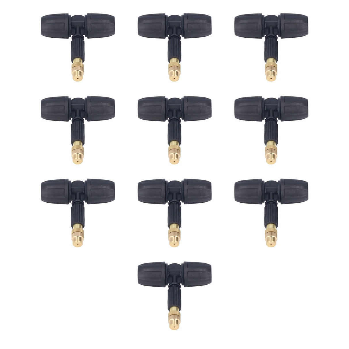 10Pcs Copper Atomizing Nozzles 8/11mm Adjustable Gardening Atomizing Nozzle with Tee Pipes for 8/11mm Capillary