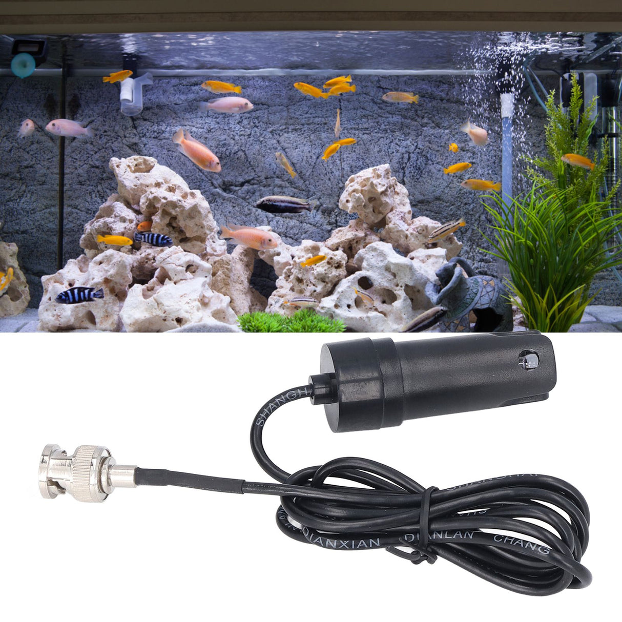 PH‑91A PH Electrode Probe BNC Connector PH Tester Probe for Aquarium Hydroponics Plant Pool