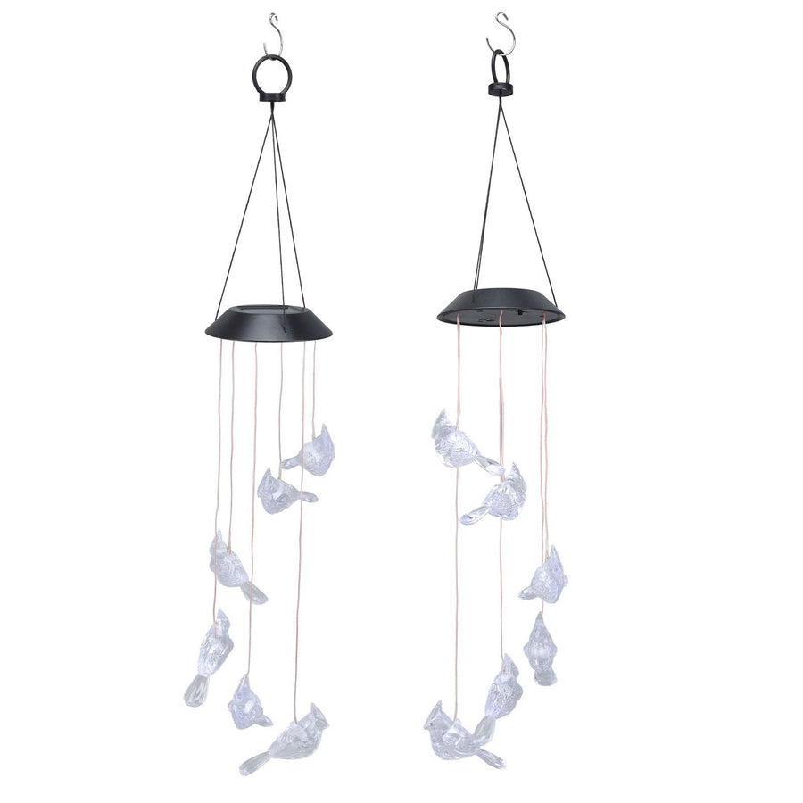 LED Solar Wind Chimes Color Change Waterproof Bird Wind Chimes Light for Courtyard Garden Patio