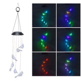LED Solar Wind Chimes Color Change Waterproof Bird Wind Chimes Light for Courtyard Garden Patio