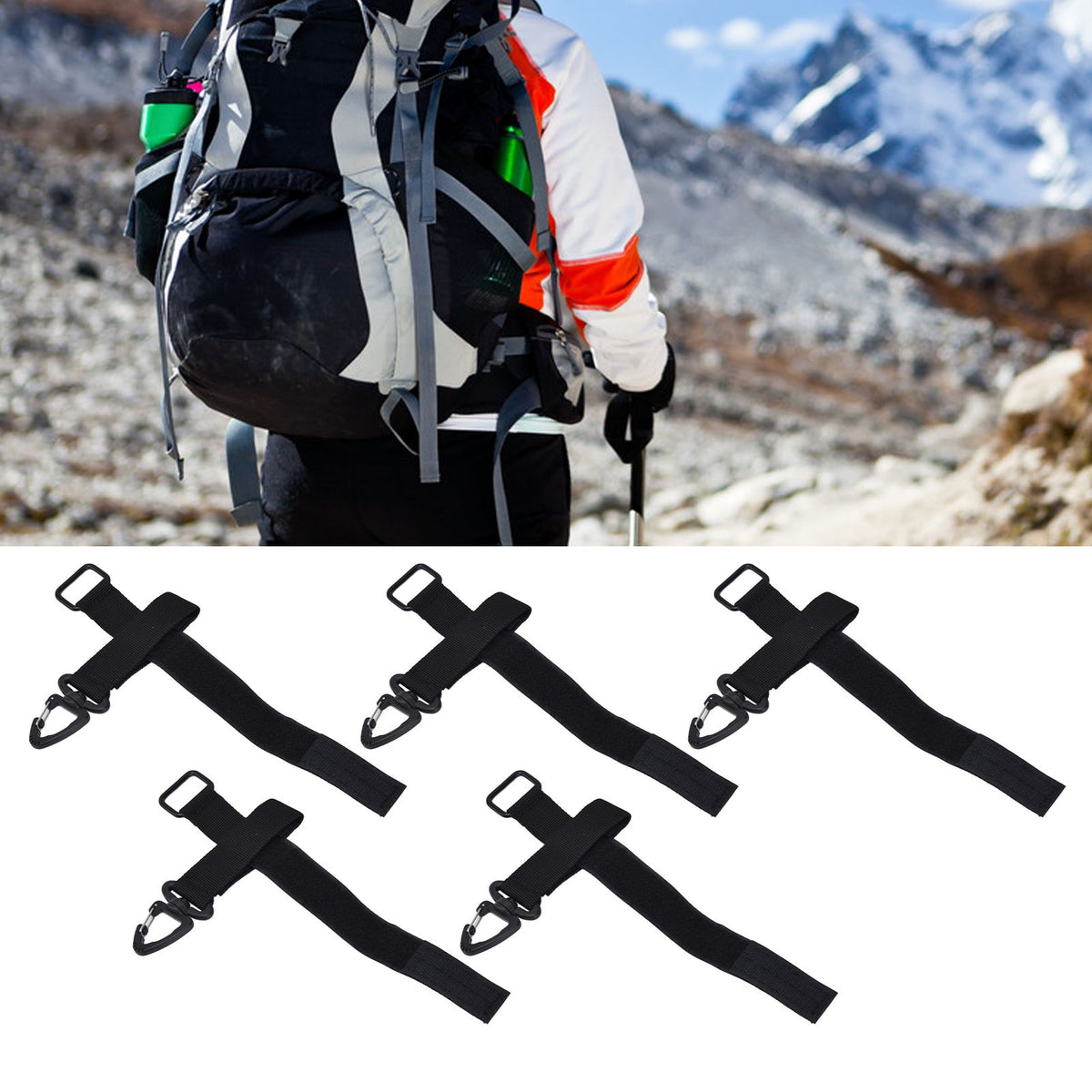 5pcs/set Multi Purpose Glove Hanging Buckle Adjustable Nylon Glove Hook Safety ClipBlack