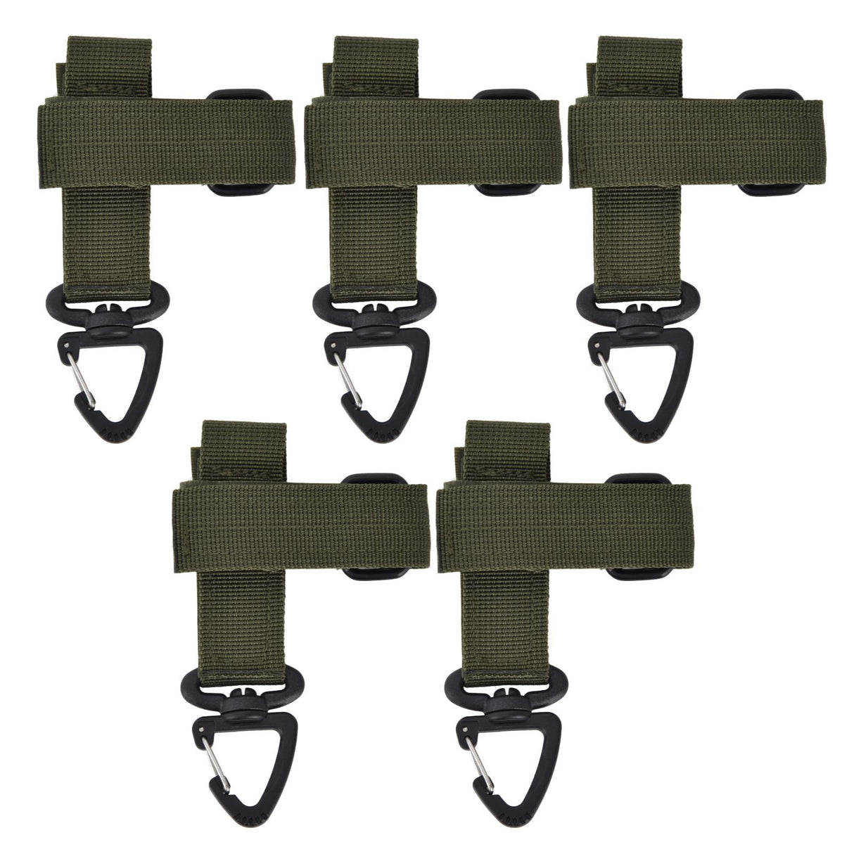 5pcs/set Multi Purpose Glove Hanging Buckle Adjustable Nylon Glove Hook Safety ClipMilitary Green