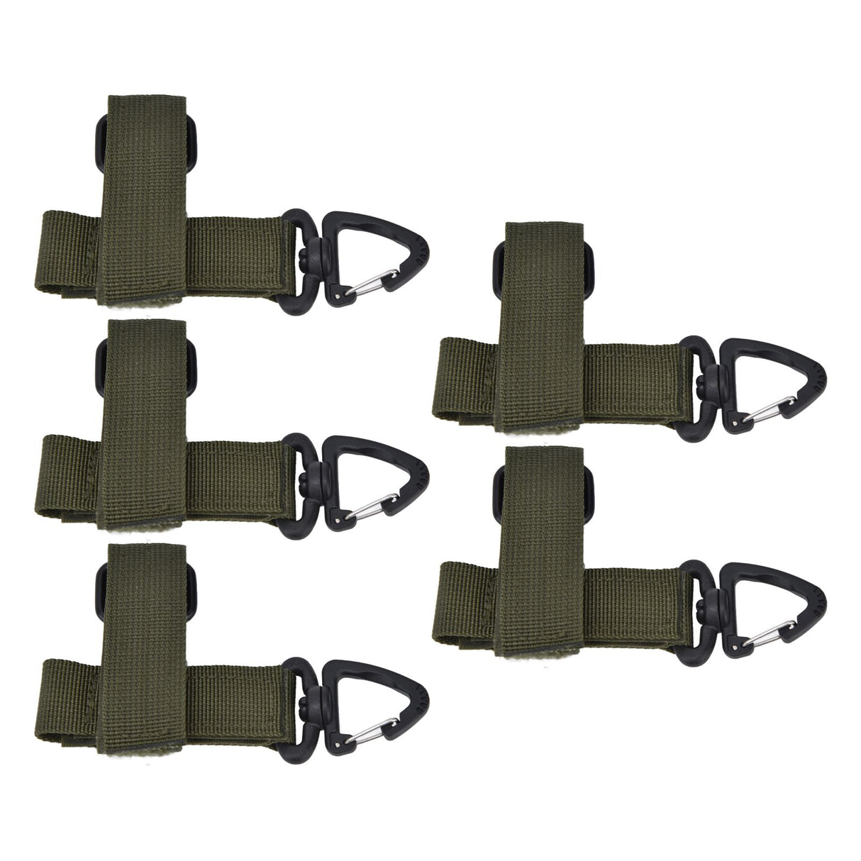5pcs/set Multi Purpose Glove Hanging Buckle Adjustable Nylon Glove Hook Safety ClipMilitary Green