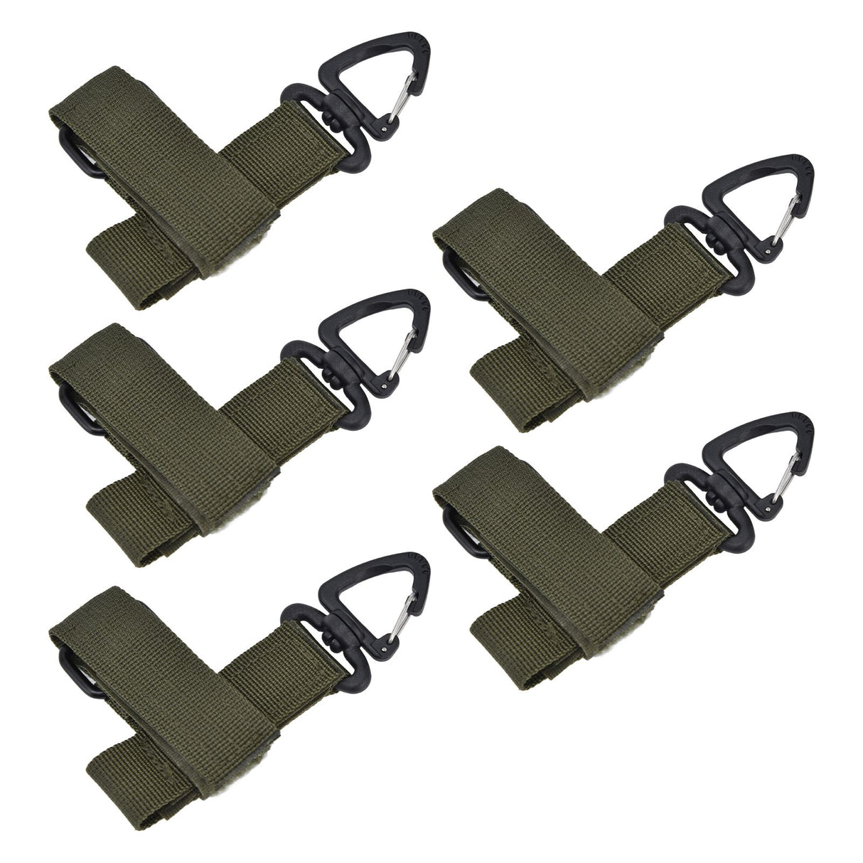5pcs/set Multi Purpose Glove Hanging Buckle Adjustable Nylon Glove Hook Safety ClipMilitary Green