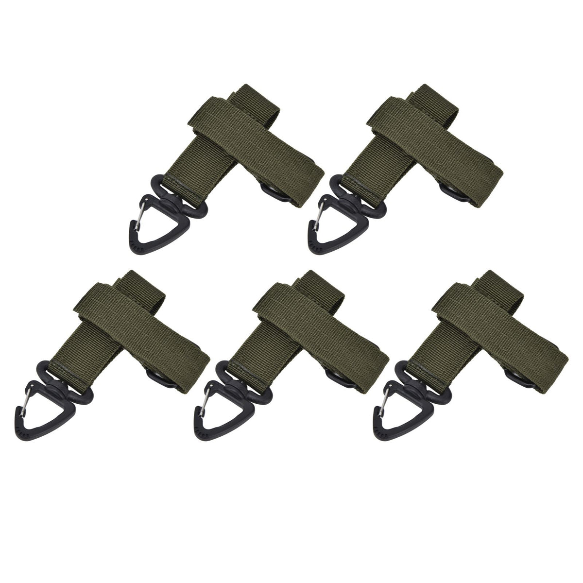 5pcs/set Multi Purpose Glove Hanging Buckle Adjustable Nylon Glove Hook Safety ClipMilitary Green