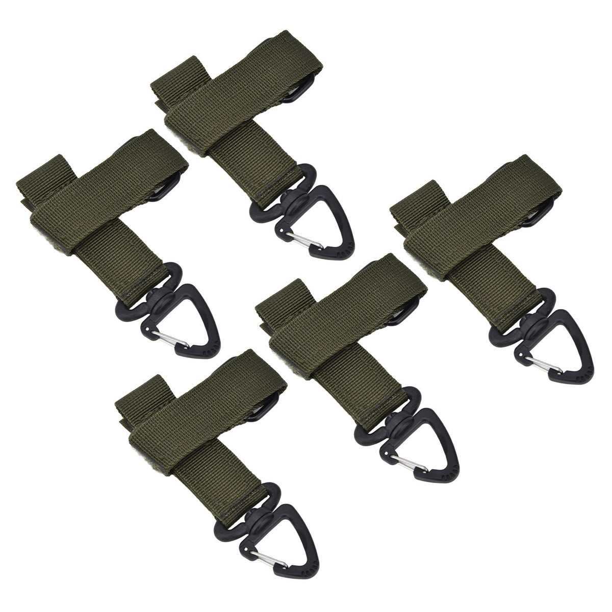 5pcs/set Multi Purpose Glove Hanging Buckle Adjustable Nylon Glove Hook Safety ClipMilitary Green