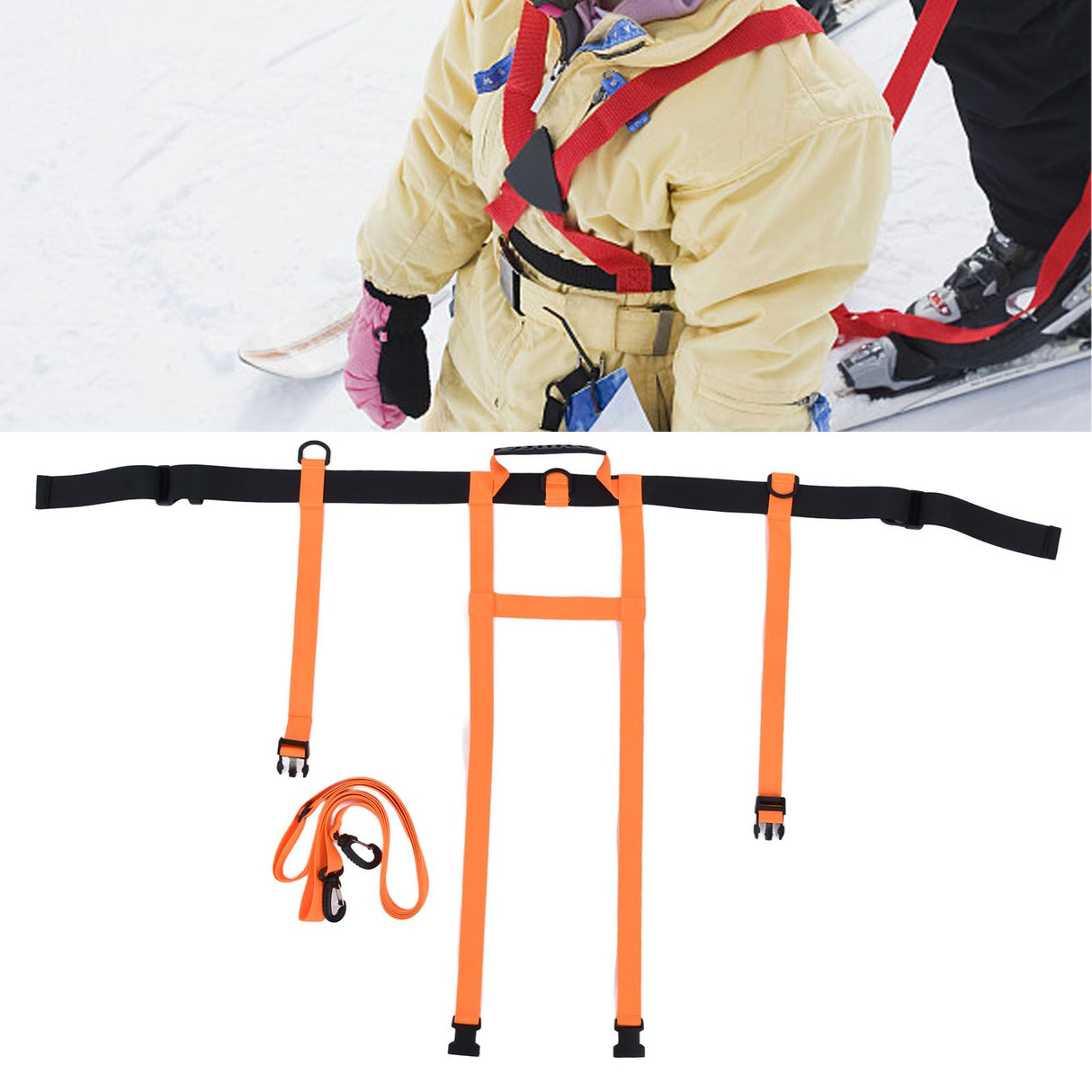 Children Ski Training Safety Ropes Adjustable Outdoor Skiing Harness Safety Shoulder StrapOrange