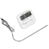 Digital Kitchen Thermometer High Sensitivity Multifunctional Thermometer with Probe Alarm Function for Grilling Baking - Top-Down View