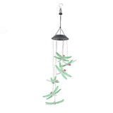 Solar Wind Chimes Photosensitive Design Waterproof Automatic Operation Green Dragonfly Shape Color Changing Lights