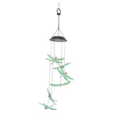 Solar Wind Chimes Photosensitive Design Waterproof Automatic Operation Green Dragonfly Shape Color Changing Lights