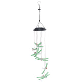 Solar Wind Chimes Photosensitive Design Waterproof Automatic Operation Green Dragonfly Shape Color Changing Lights - 45-Degree Angle