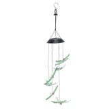 Solar Wind Chimes Photosensitive Design Waterproof Automatic Operation Green Dragonfly Shape Color Changing Lights