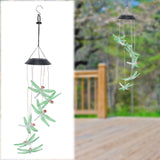 Solar Wind Chimes Photosensitive Design Waterproof Automatic Operation Green Dragonfly Shape Color Changing Lights - Extra Image
