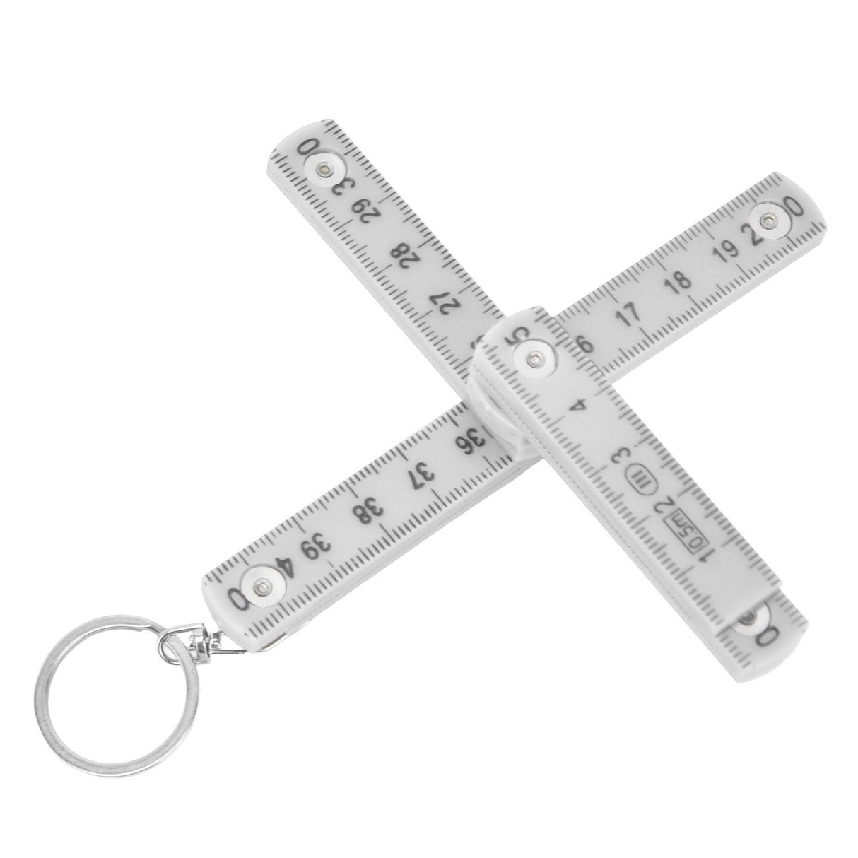 2Pcs ABS Folding Ruler Portable 0.5m Foldable Ruler with Key Ring for Carpentry Laying TilesWhite