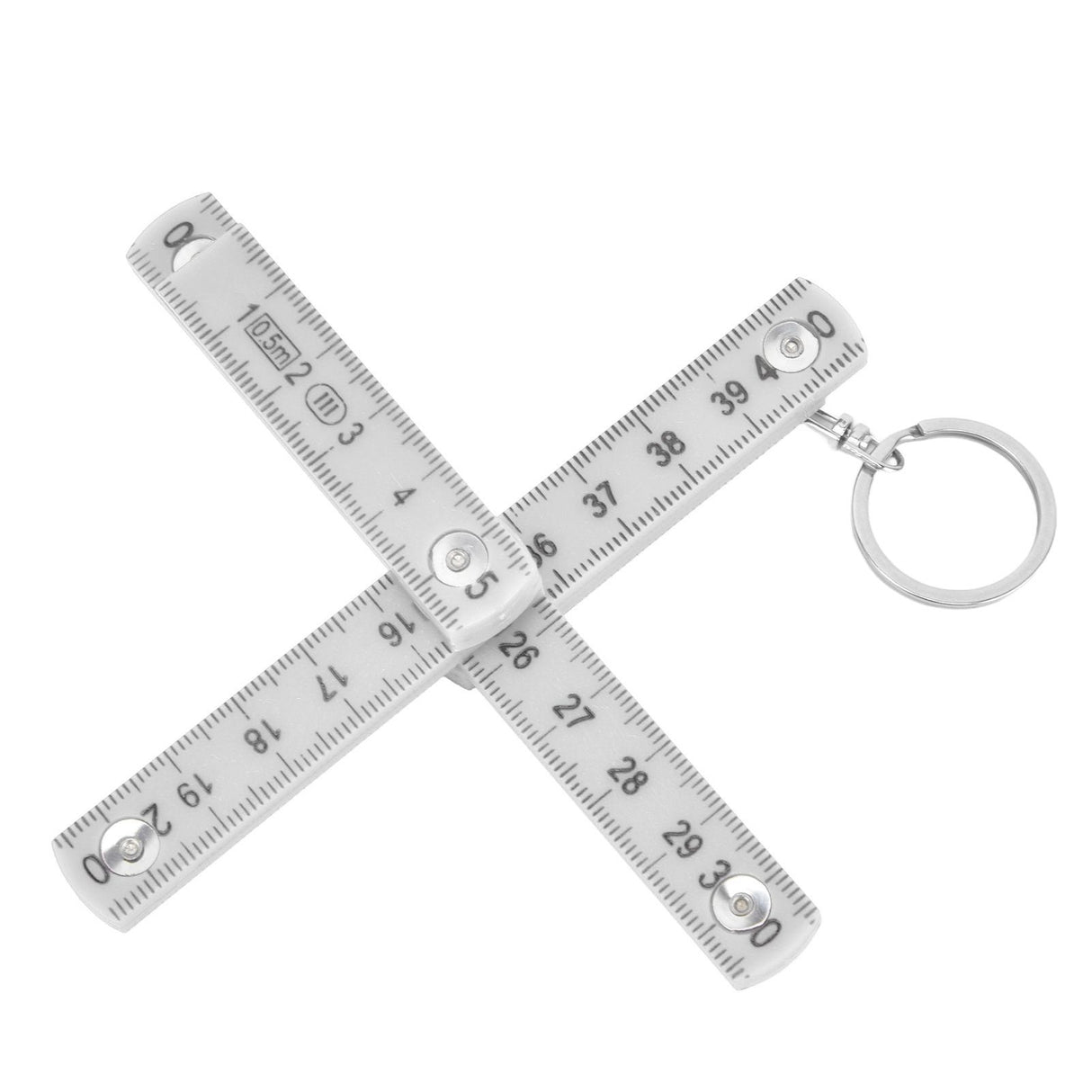 2Pcs ABS Folding Ruler Portable 0.5m Foldable Ruler with Key Ring for Carpentry Laying TilesWhite