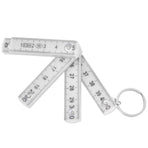 2Pcs ABS Folding Ruler Portable 0.5m Foldable Ruler with Key Ring for Carpentry Laying TilesWhite