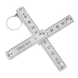 2Pcs ABS Folding Ruler Portable 0.5m Foldable Ruler with Key Ring for Carpentry Laying TilesWhite - 45-Degree Angle
