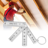 2Pcs ABS Folding Ruler Portable 0.5m Foldable Ruler with Key Ring for Carpentry Laying TilesWhite