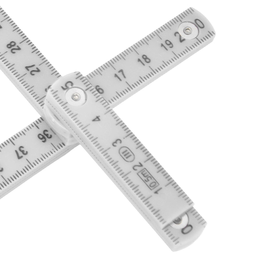 2Pcs ABS Folding Ruler Portable 0.5m Foldable Ruler with Key Ring for Carpentry Laying TilesWhite
