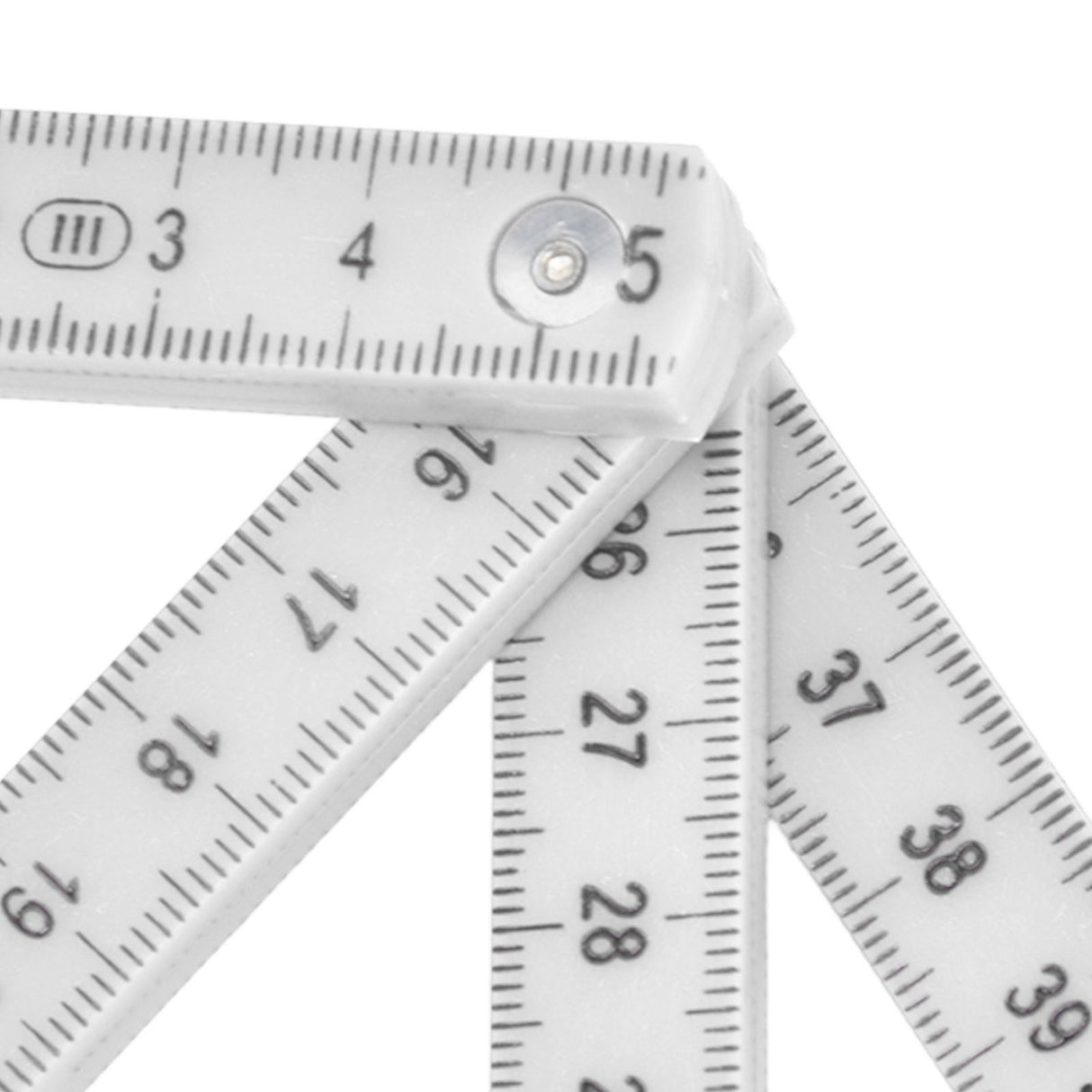 2Pcs ABS Folding Ruler Portable 0.5m Foldable Ruler with Key Ring for Carpentry Laying TilesWhite