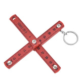 2Pcs ABS Folding Ruler Portable 0.5m Foldable Ruler with Key Ring for Carpentry Laying TilesRed - Side View