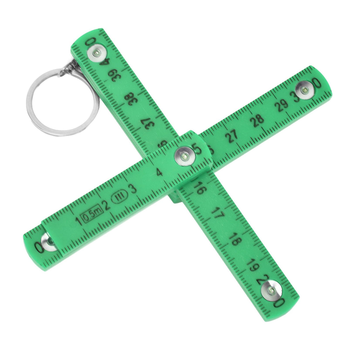 2Pcs ABS Folding Ruler Portable 0.5m Foldable Ruler with Key Ring for Carpentry Laying TilesGreen