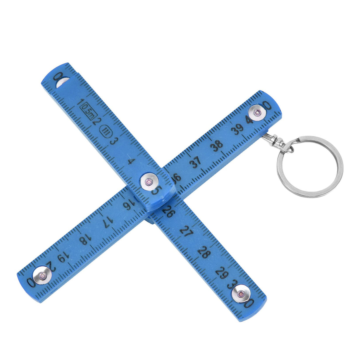 2Pcs ABS Folding Ruler Portable 0.5m Foldable Ruler with Key Ring for Carpentry Laying TilesBlue