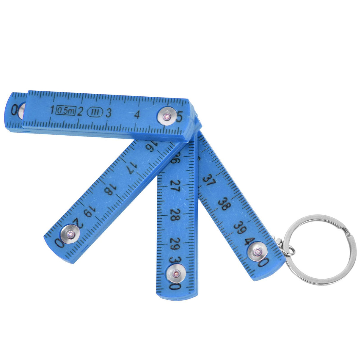 2Pcs ABS Folding Ruler Portable 0.5m Foldable Ruler with Key Ring for Carpentry Laying TilesBlue