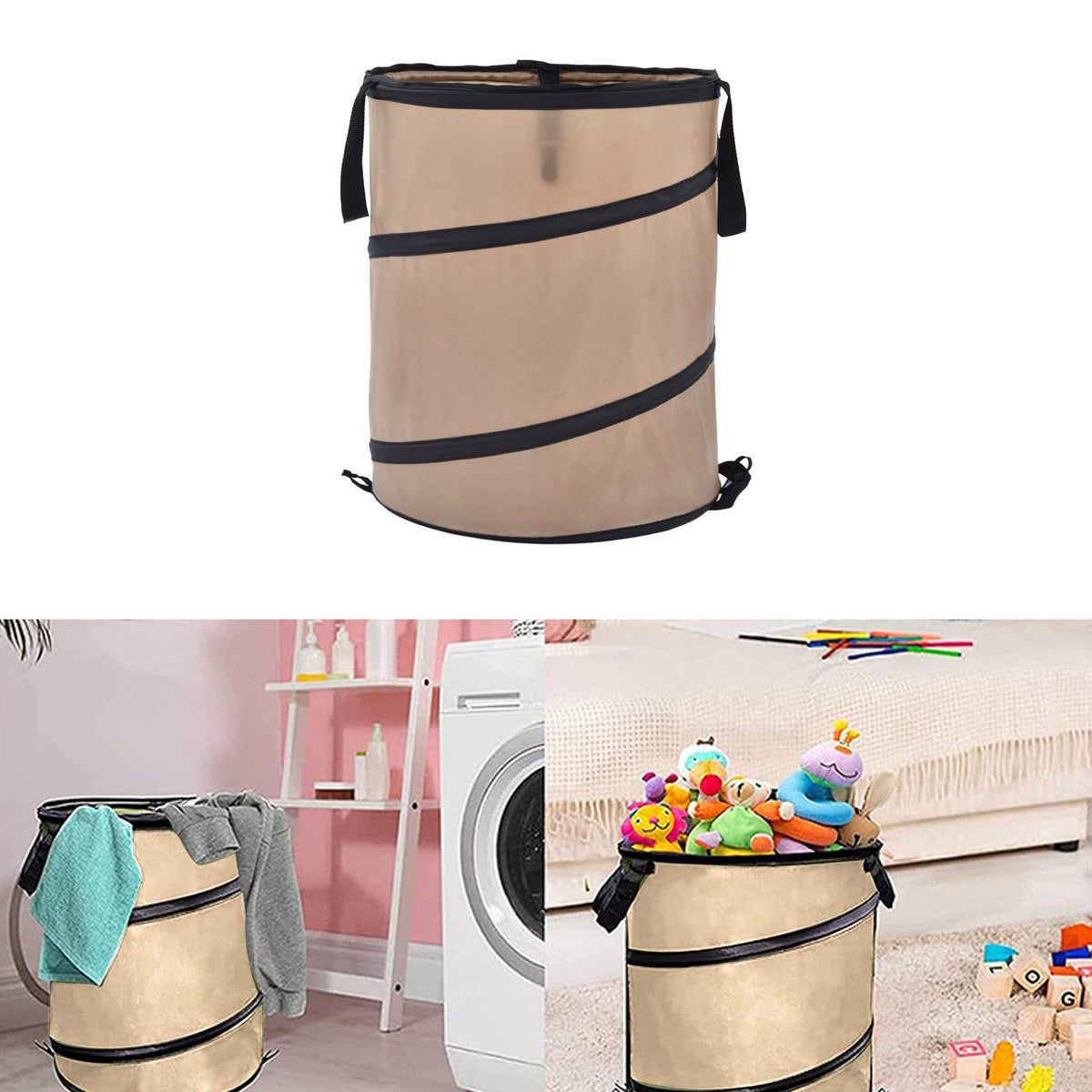 37.8L Collapsible Leaf Trash Can Reinforced Steel Spring Oxford Cloth Collapsible Container Small Size
