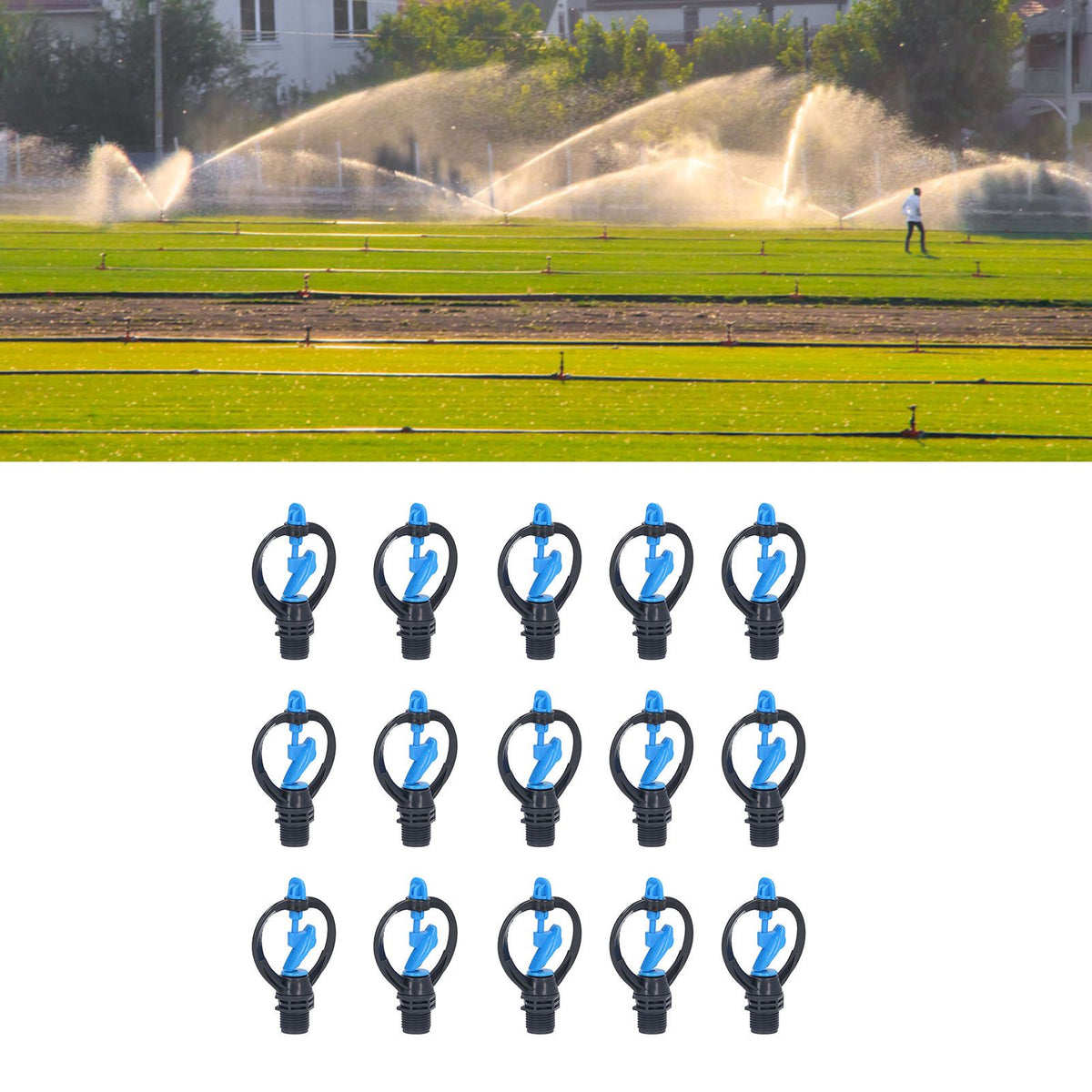 15Pcs Lawn Sprinkler Nozzle G1/2 External Thread 360° Automatic Rotation Mid Range for Lawn Garden Watering IrrigationImpeller Nozzle