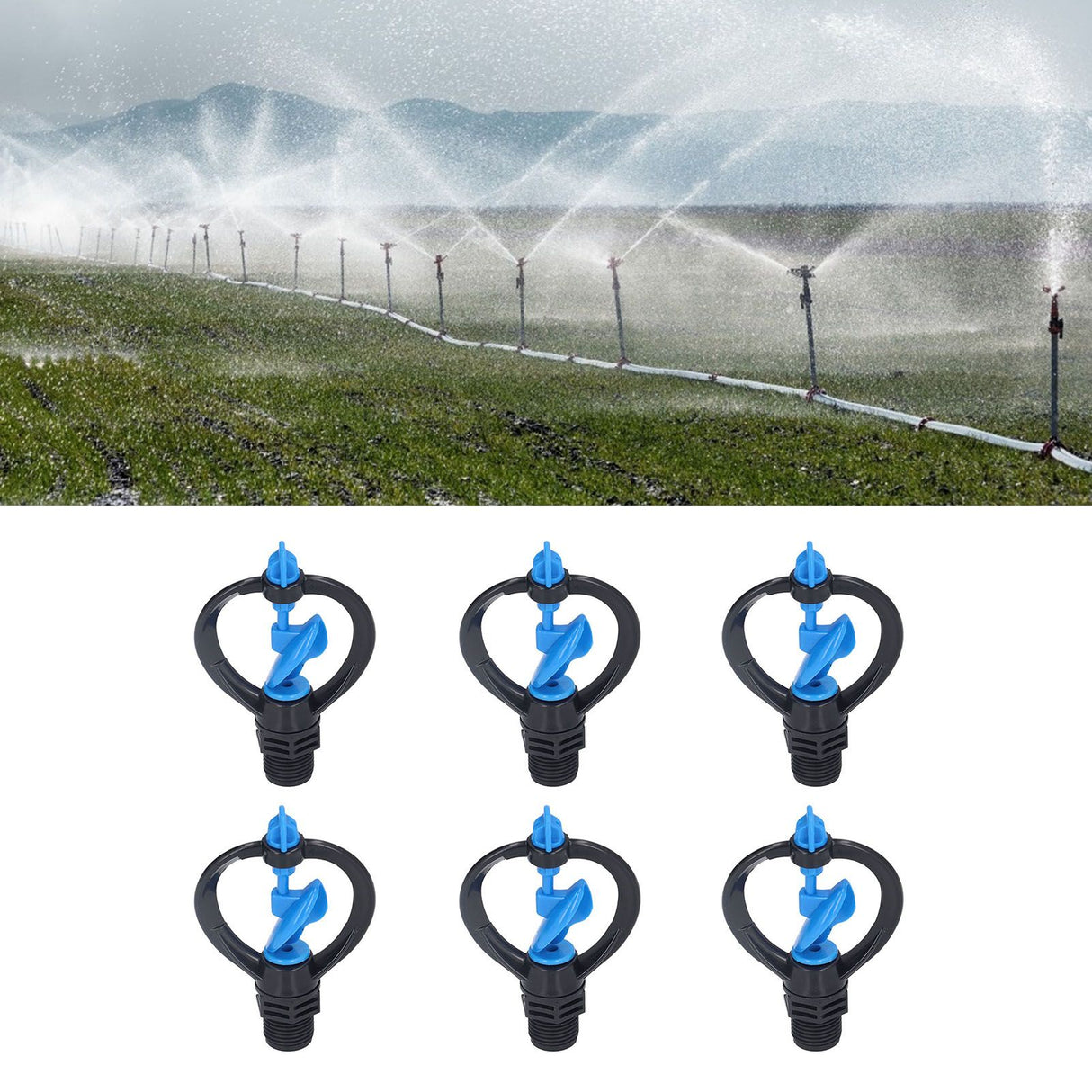 15Pcs Lawn Sprinkler Nozzle G1/2 External Thread 360° Automatic Rotation Mid Range for Lawn Garden Watering IrrigationImpeller Nozzle