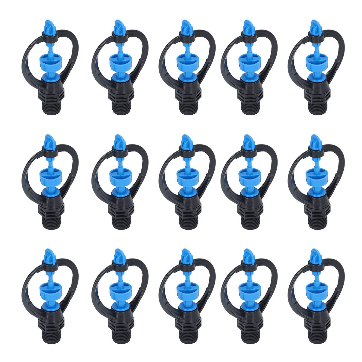 15Pcs Lawn Sprinkler Nozzle G1/2 External Thread 360° Automatic Rotation Mid Range for Lawn Garden Watering IrrigationRound Nozzle