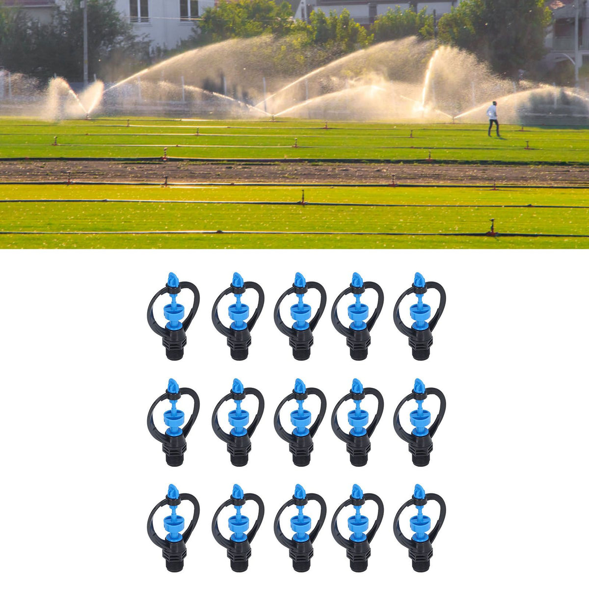 15Pcs Lawn Sprinkler Nozzle G1/2 External Thread 360° Automatic Rotation Mid Range for Lawn Garden Watering IrrigationRound Nozzle
