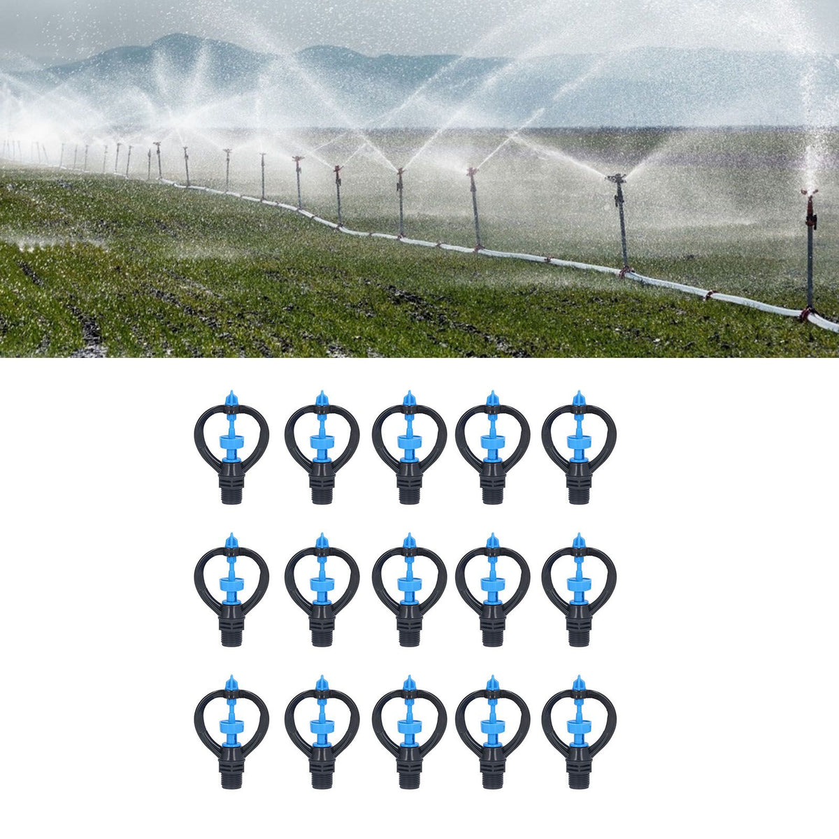 15Pcs Lawn Sprinkler Nozzle G1/2 External Thread 360° Automatic Rotation Mid Range for Lawn Garden Watering IrrigationRound Nozzle