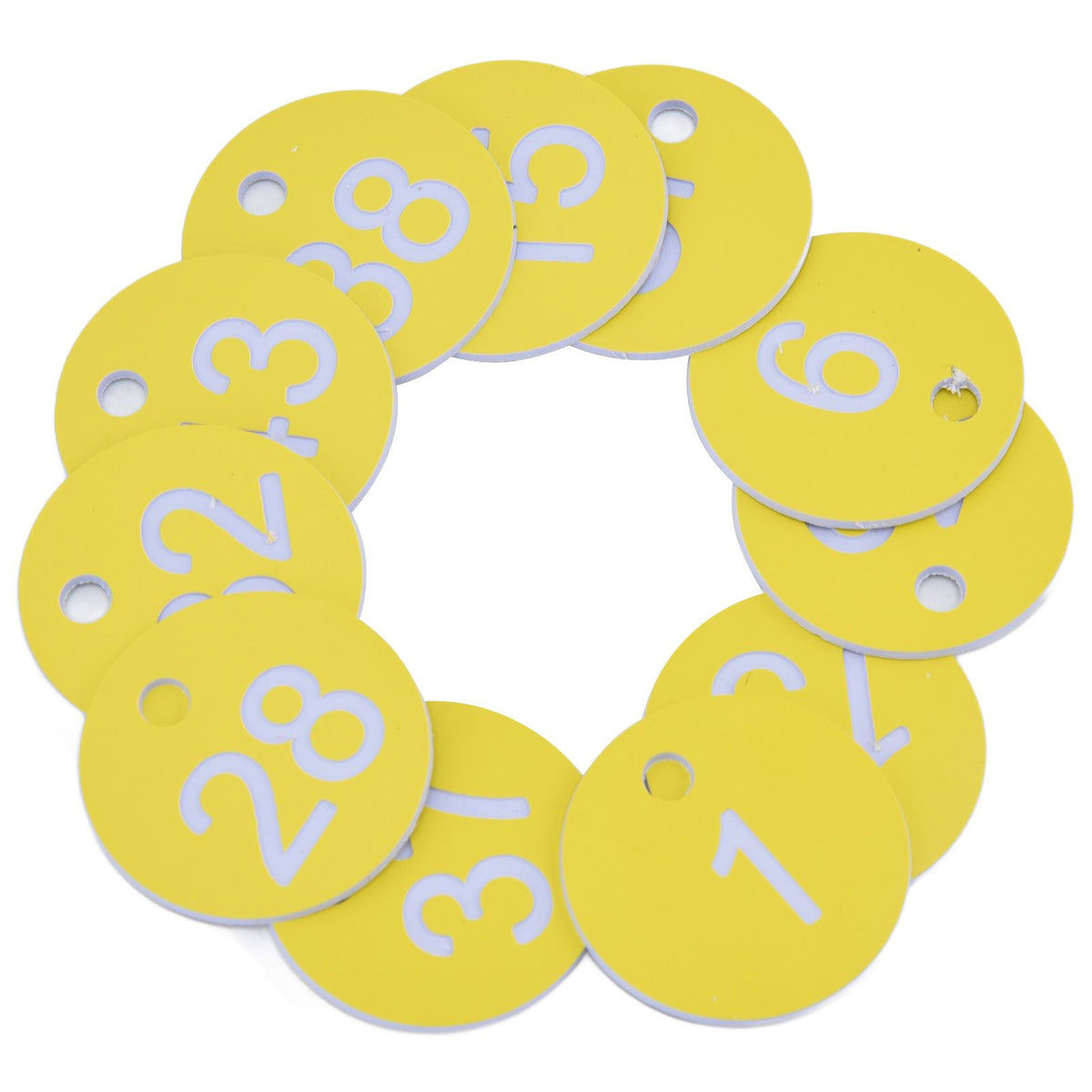 50Pcs Beehive Tag ABS Round Numbered Sign Labels with Hole Livestock Beekeeping SuppliesLight Yellow 1-50