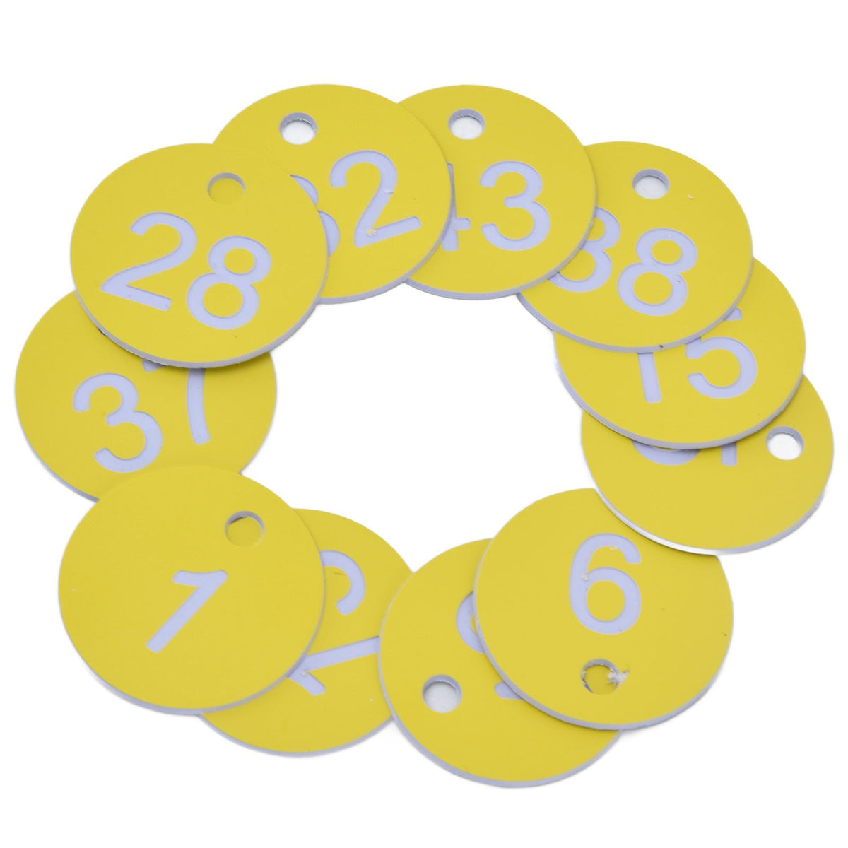 50Pcs Beehive Tag ABS Round Numbered Sign Labels with Hole Livestock Beekeeping SuppliesLight Yellow 1-50