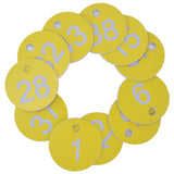 50Pcs Beehive Tag ABS Round Numbered Sign Labels with Hole Livestock Beekeeping SuppliesLight Yellow 1-50