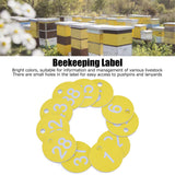 50Pcs Beehive Tag ABS Round Numbered Sign Labels with Hole Livestock Beekeeping SuppliesLight Yellow 1-50
