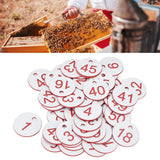 50Pcs Beehive Tag ABS Round Numbered Sign Labels with Hole Livestock Beekeeping SuppliesWhite 1-50
