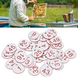 50Pcs Beehive Tag ABS Round Numbered Sign Labels with Hole Livestock Beekeeping SuppliesWhite 1-50