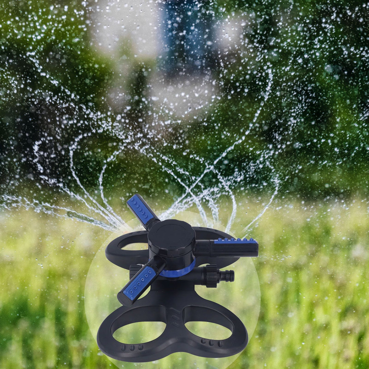 Lawn Sprinkler 360° Automatic Rotation Trifurcate Type with Quick Coupling for Garden Watering Irrigation System
