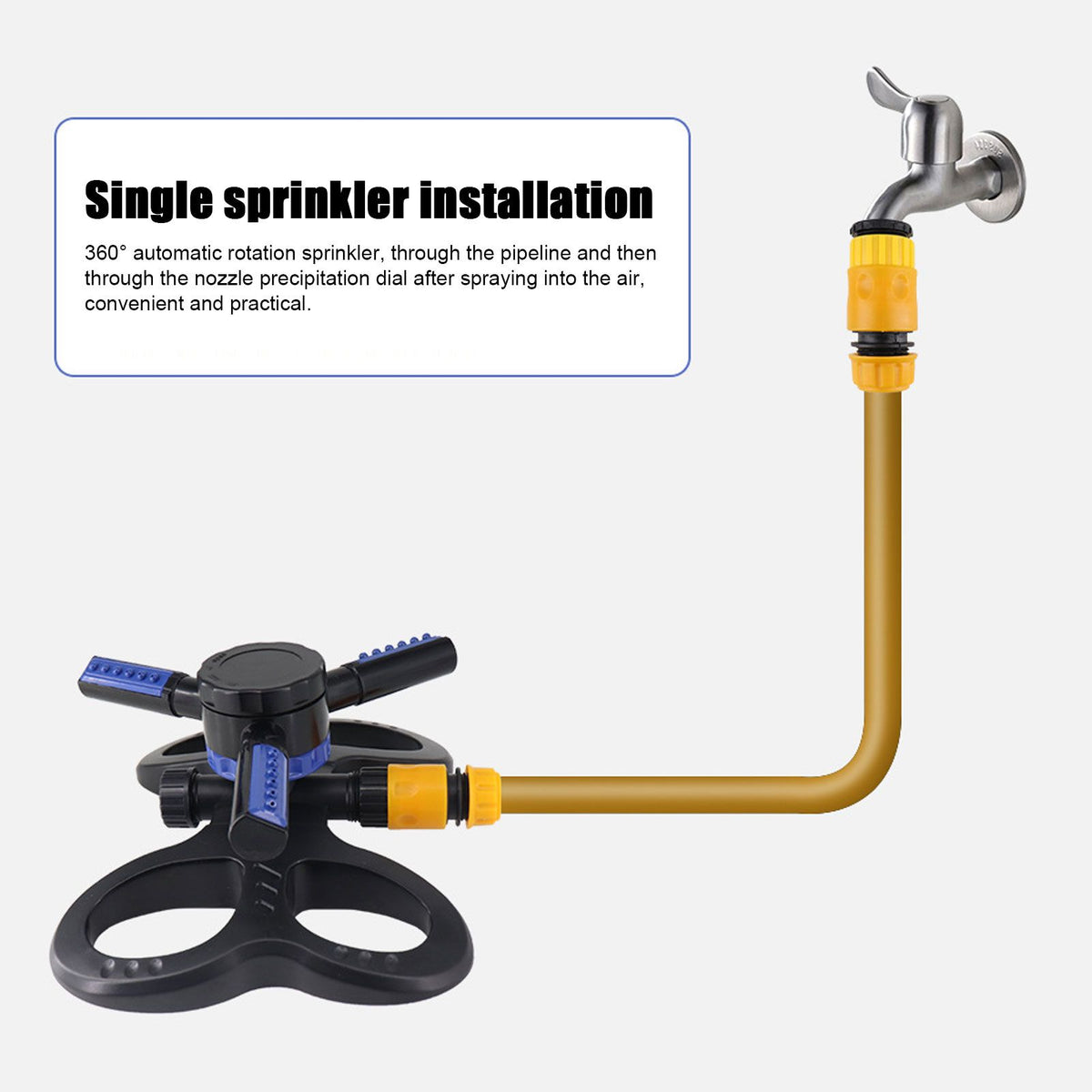 Lawn Sprinkler 360° Automatic Rotation Trifurcate Type with Quick Coupling for Garden Watering Irrigation System