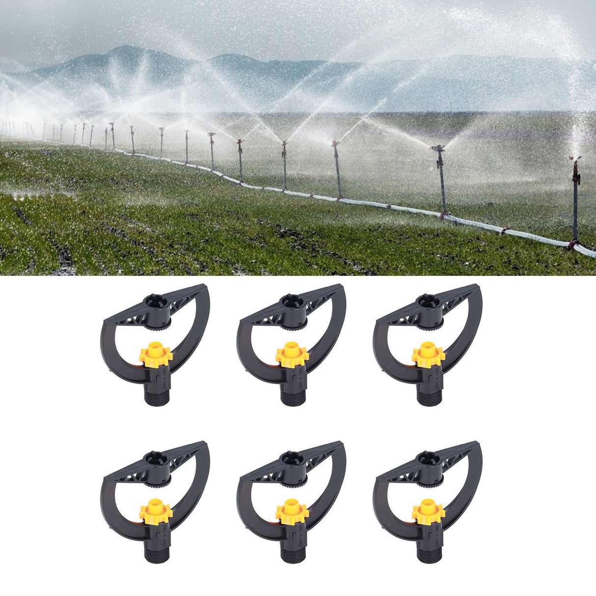 6pcs Irrigation Sprinkler Nozzle G3/4 Male Thread Plastic Black for Agricultural Base Greenhouse