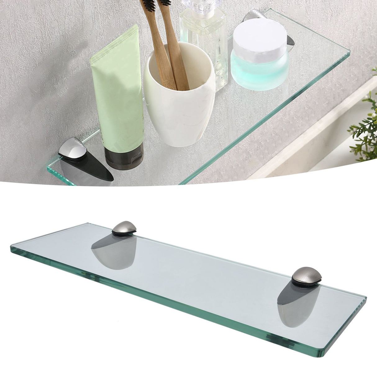 Bathroom Glass Shelf WallMounted Zinc Alloy Storage Rack Bathroom Accessory for Home