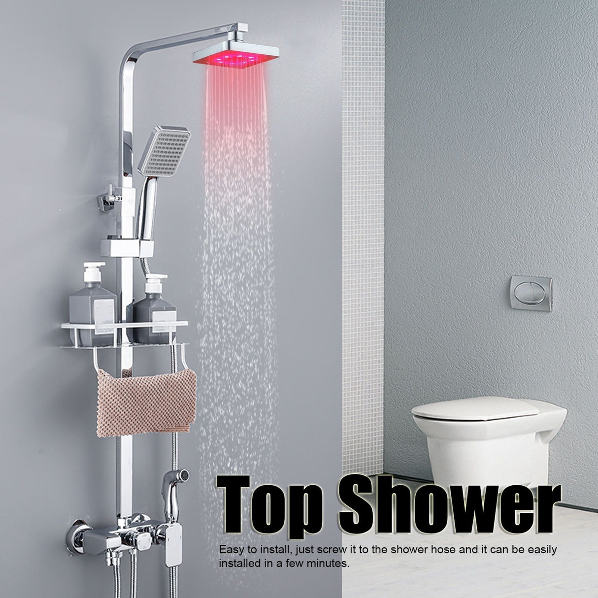6in LED Shower Head with 7 Colors Changing Innovative Top Shower Sprayer for Bathroom HomeColorful