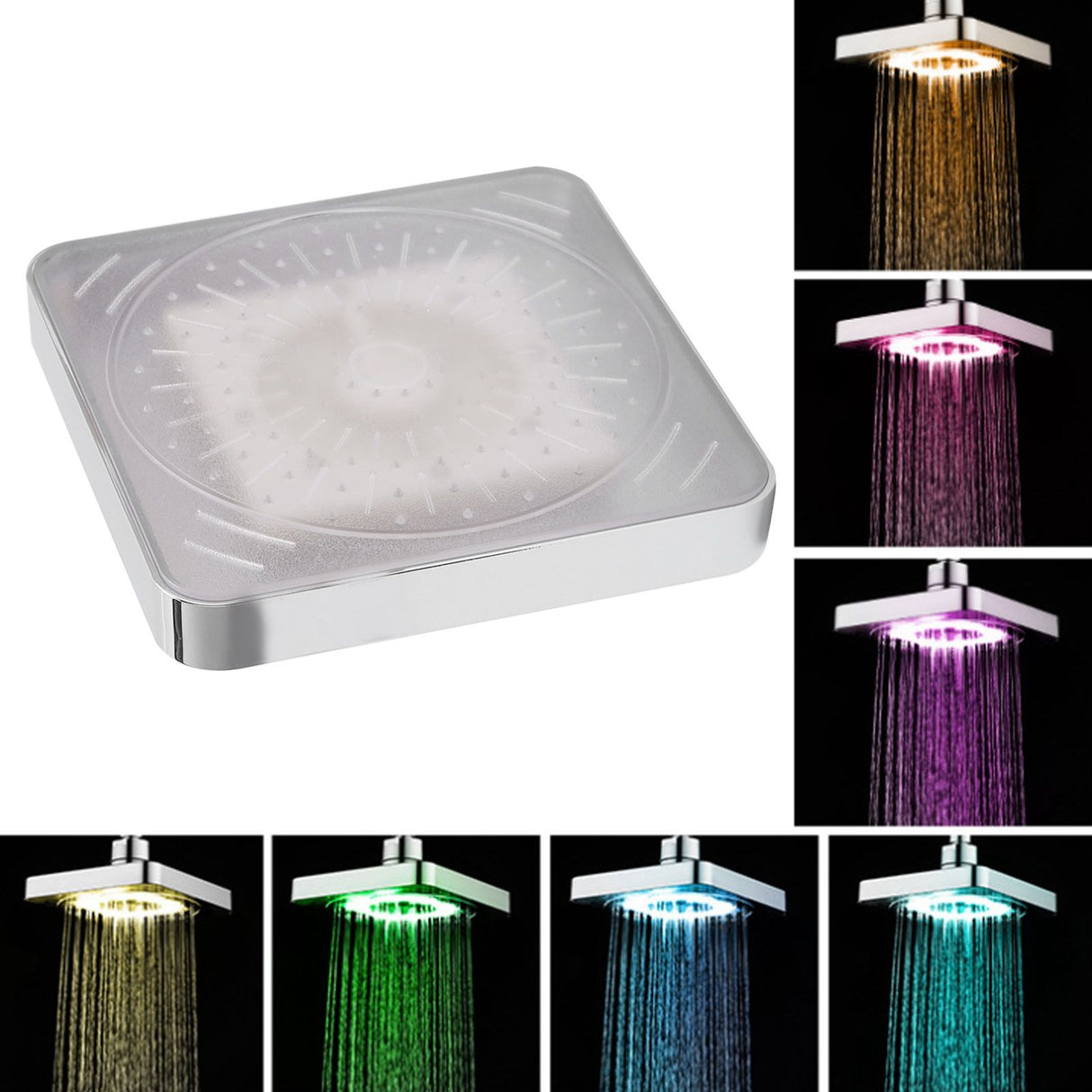 6in LED Shower Head with 7 Colors Changing Innovative Top Shower Sprayer for Bathroom HomeColorful