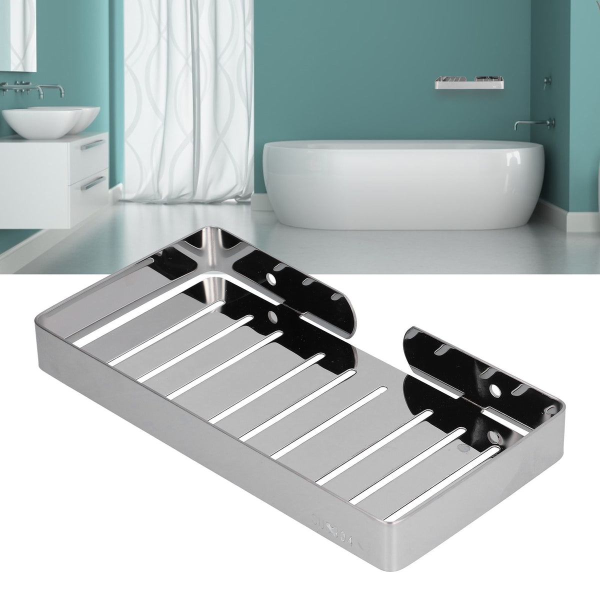Soap Dish Shelf 304 Stainless Steel Bathroom Hollow Self Draining Wall Mounted Soap Box