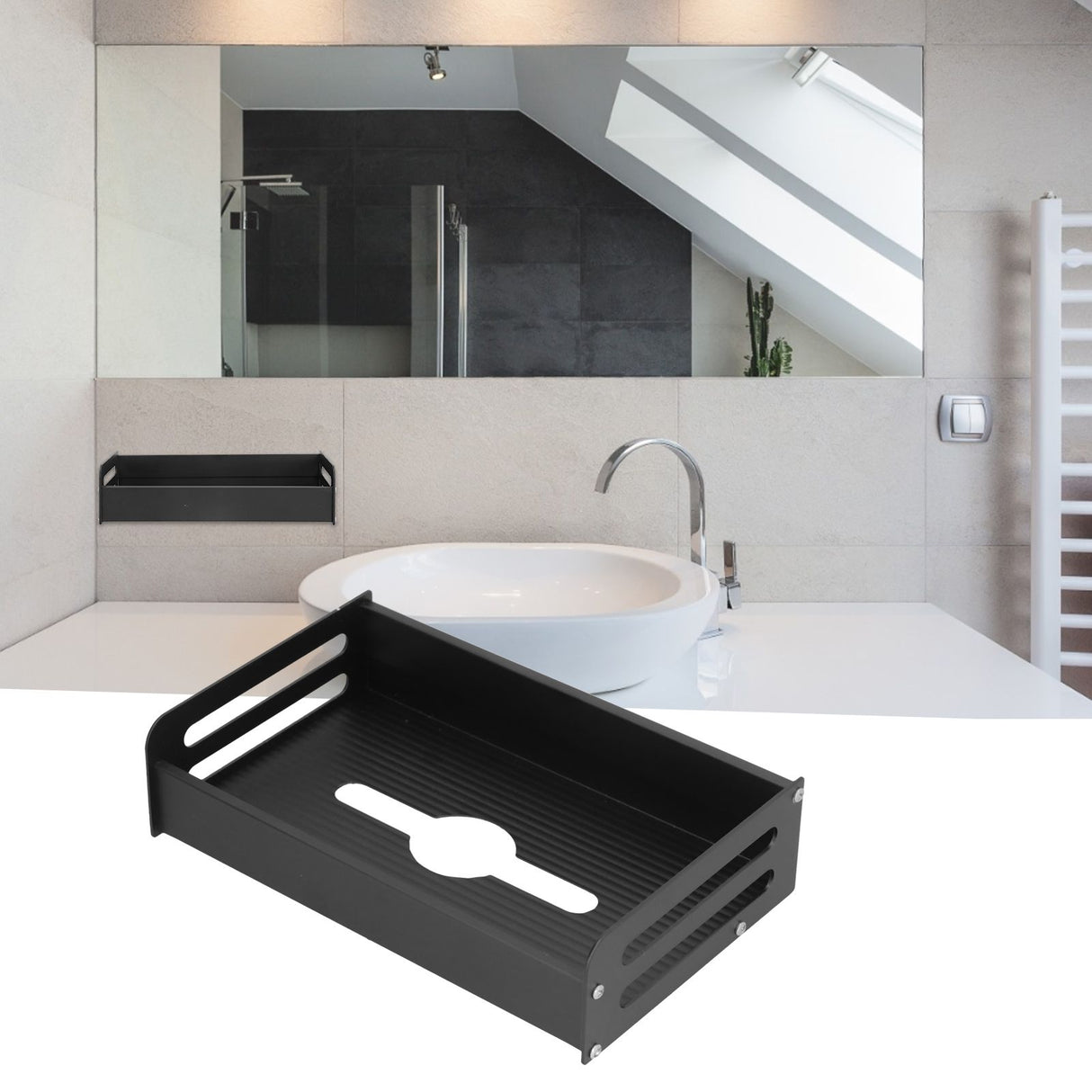 Rectangular Tissue Holder Space Aluminum Creative Can Put Mobile Phone Waterproof Straw Paper Roll Wall Hanging