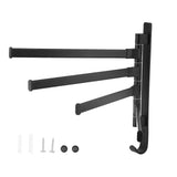 Rotating Towel Rack 4 Poles Space Aluminum Folding Rotatable Matte Black Finish Bath Towel Hanger for Bathrooms Kitchens Hotels - Front View